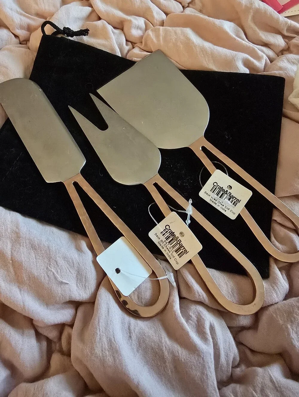 Crate &Barrel Beck Copper Cheese Knife Set
